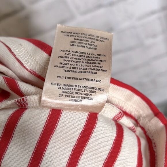 Anthropologie Maeve Marketa One-Shoulder Dress Red White Stripes Size Medium - Picture 9 of 12